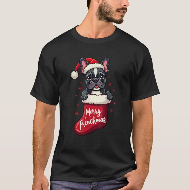 T-shirt French bulldog Dog Christmas 2024 Funny  (Devant)