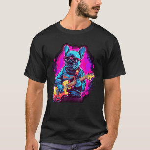T-shirt French Bulldog Electric Guitare Rock Music 8