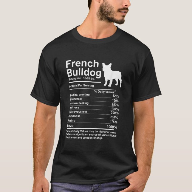 T-shirt French Bulldog Faits nutrition Cadeau Frenchie mam (Devant)