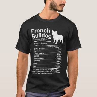 T-shirt French Bulldog Faits nutrition Drôle cadeau 