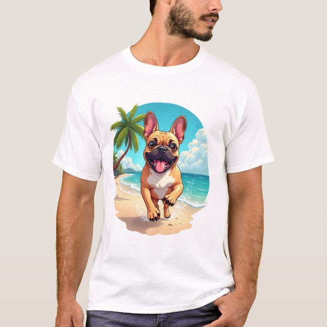 T-shirt French Bulldog on a Beach (Devant)