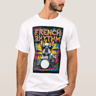 T-shirt French Bulldog Playing Drums
