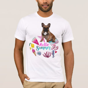 t-shirt french bulldogge hello summer