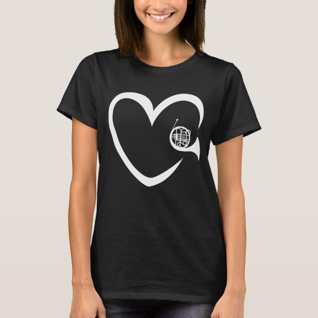 T-shirt French Horn Heart Music Marching Band Cadeau (Devant)