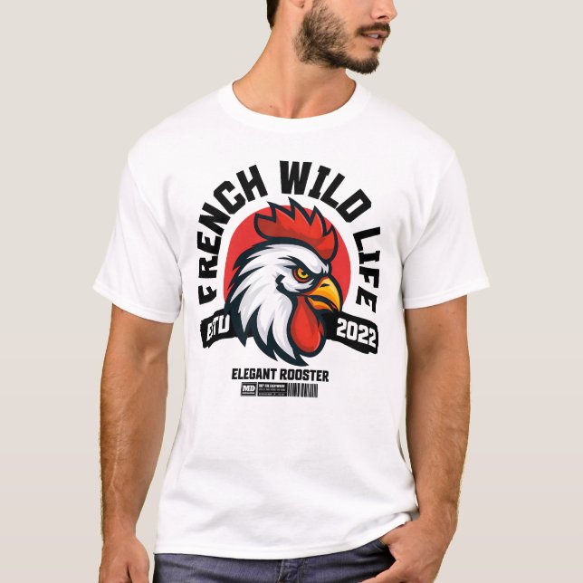 T-shirt French Wild Life - Eleganter Hahn (Devant)
