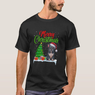 T-shirt Frenchie Chien Feux de Noël Lumières Noël Fréchie 