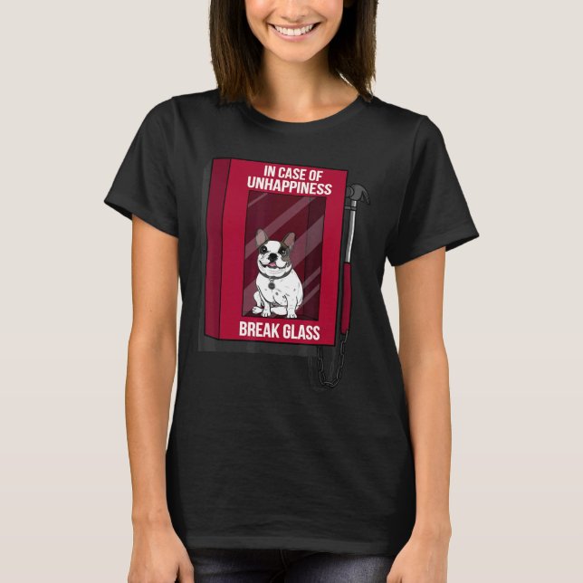 T-shirt Frenchie En Coque De Malheur Rompre Verre Français (Devant)