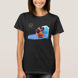 T-shirt Frenchie Le Surfer Français Bulldog Pup Sur Un Sur