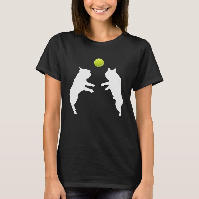 T-shirt Frenchie Tennis Français Chien Chien Chien Jouant  (Devant)