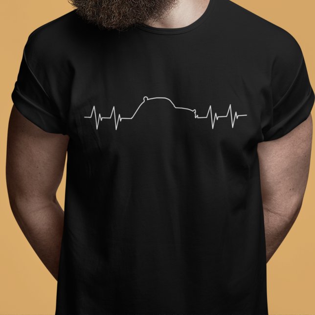 T-shirt Fréquence d'impulsion (2CV T-Shirt in Black with a White Pulse Illustration)