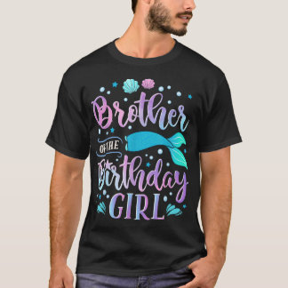 T-shirt Frère de la Fête Fille Sirène Anniversaire Famille