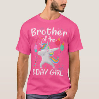 T-shirt Frère De La Fille Anniversaire Unicorn Dabbing Par