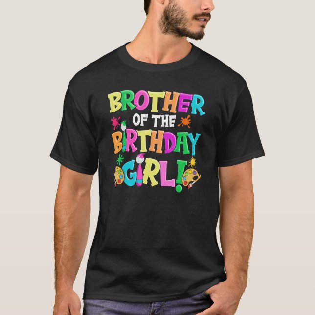 T-shirt Frère de la fille d'anniversaire Artiste papa papa (Devant)