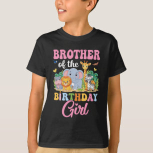T-shirt Frère De L'Anniversaire Fille Enfants Safari Jungl