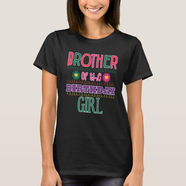 T-shirt Frère De L'Anniversaire Jardin Fille Thème Corresp (Devant)