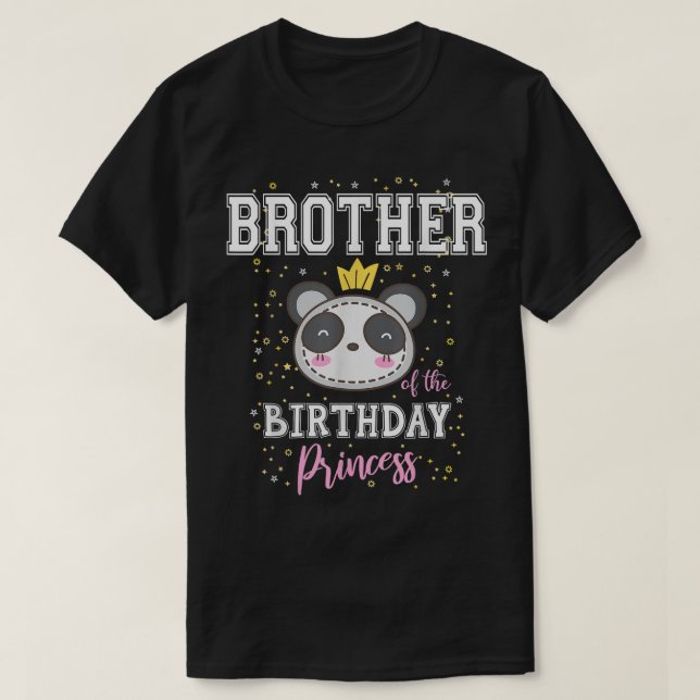 T-shirt Frère de l'Anniversaire Princesse Cute Panda Bear  (Design devant)