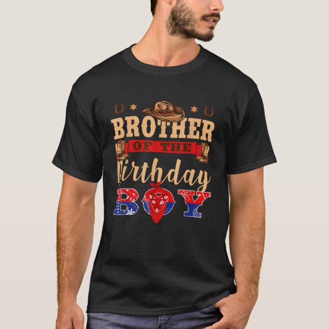 T-shirt Frère du garçon d'anniversaire Western Cowboy Matc (Devant)