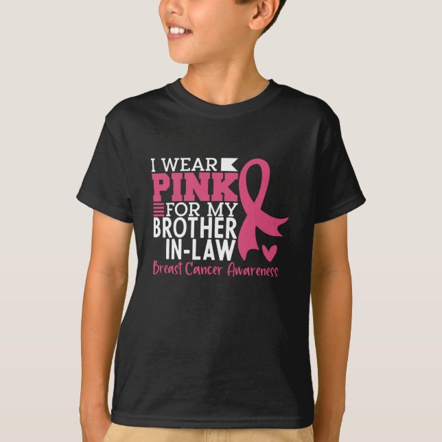 T-shirt Frère En Droit Famille Correspondant Cancer Du Sei (Devant)