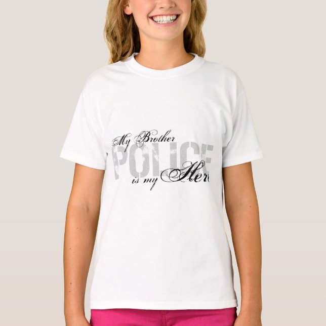 T-shirt Frère est mon héros - POLICE (Devant)