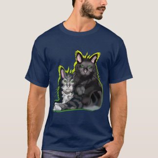 T-shirt Frères de coon noir avec les yeux verts