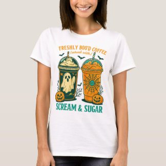 T-shirt Freshly boo'd coffee｜coffee halloweener｜coffee hal