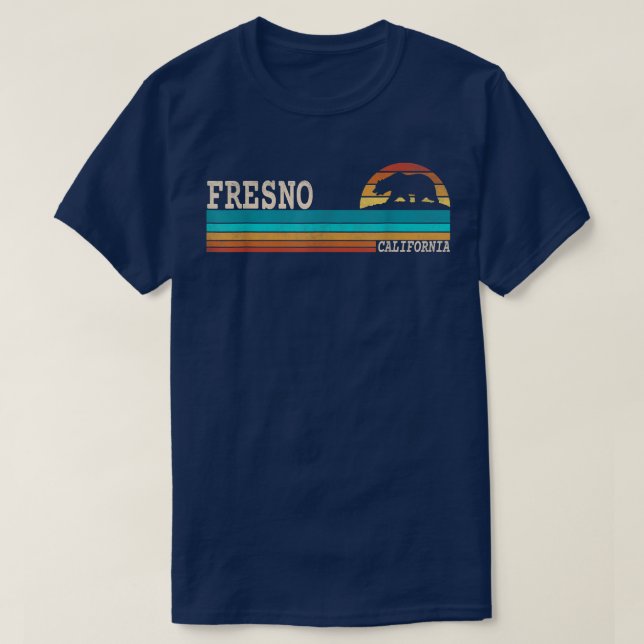 T-shirt Fresno California State Bear Retro Sunset (Design devant)
