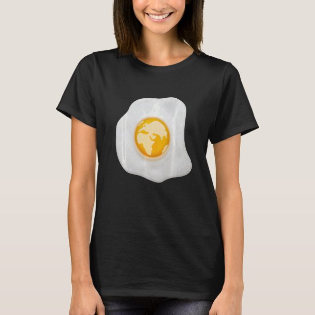 T-shirt Fried Egg With Earth Globe on Yolk Costume   (Devant)