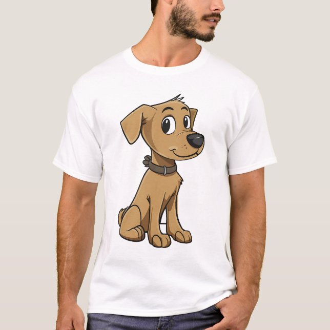 T-shirt Friendly Brown Cartoon Dog (Devant)