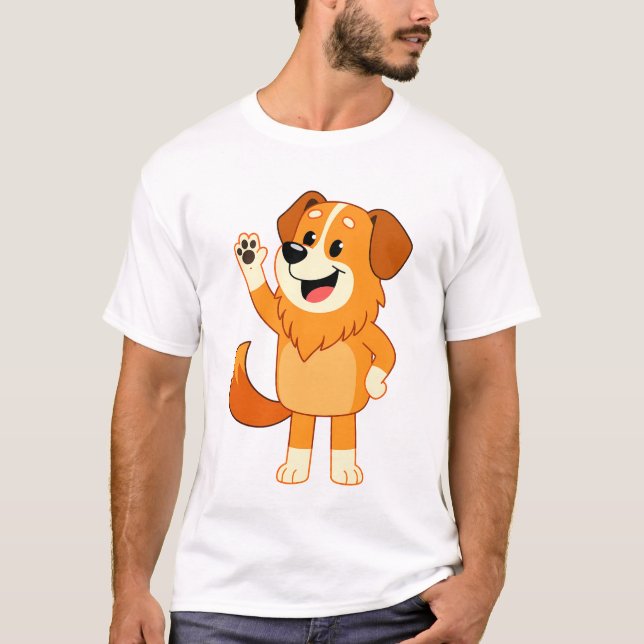 T-shirt Friendly Waving Orange Dog (Devant)