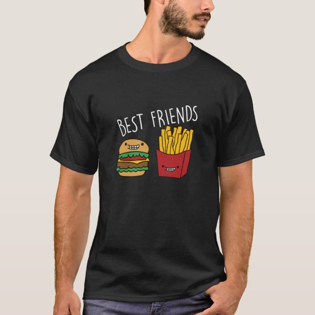 T-shirt Friends Fries Cheeseburger Fast Food Burger (Devant)