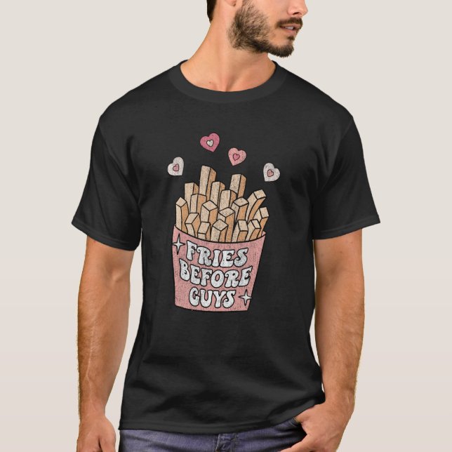 T-shirt Fries Avant Les Gars Drôle Pour Les Valentines (Devant)