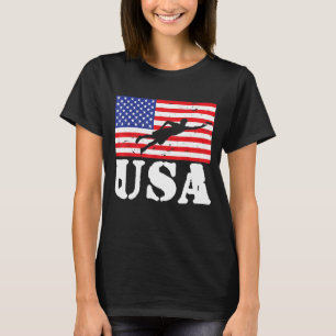 T-shirt Frisbee Ultimate Frisbee Usa American Flag Vint