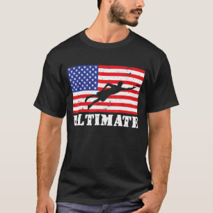 T-shirt Frisbee Ultimate Frisbee Usa American Flag Vint