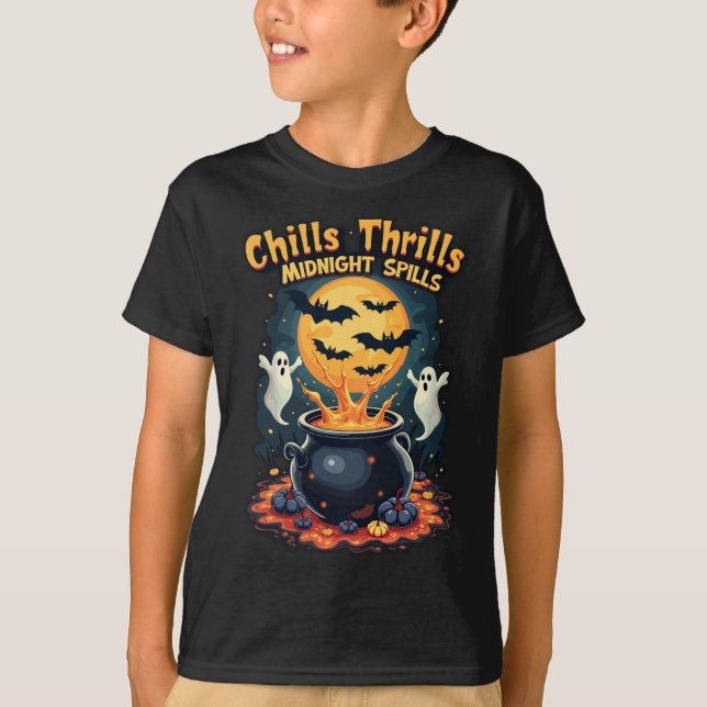 T-shirt Frissons et déversements de minuit Vibes d'Hallowe (Devant)
