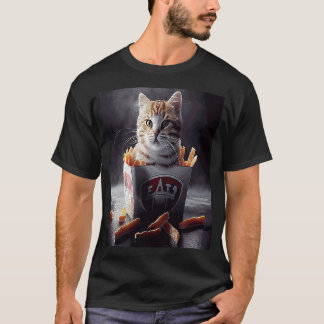 T-shirt Frites françaises de hockey sur chat