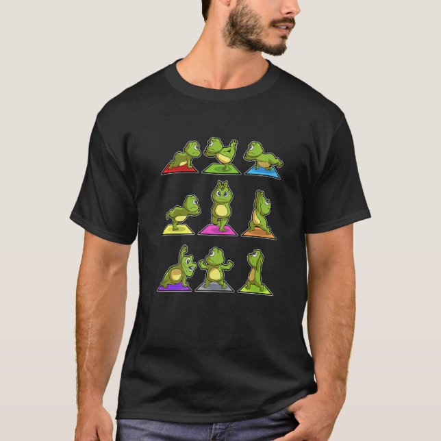 T-shirt Frog Frog Yoga Poses Sports Gymnastics Ohm Heartbe (Devant)