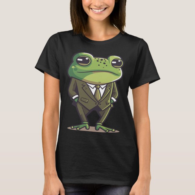 T-shirt Frog man, mr frog, frog in suit, serious frog, fun (Devant)