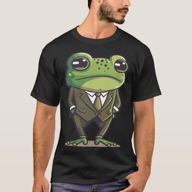 T-shirt Frog man, mr frog, frog in suit, serious frog, fun (Devant)