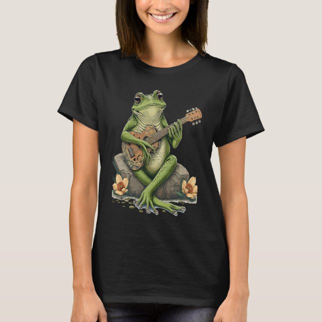 T-shirt Frog Playing Guitar  Frog Play Banjo On Log Aesthe (Devant)