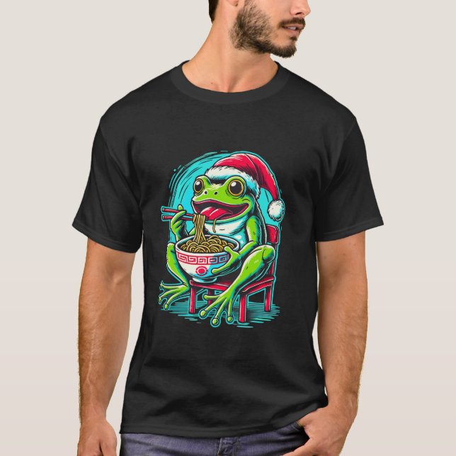 T-shirt Frog Ramen Santa Hat Noël japonais Noël Noël Noël  (Devant)
