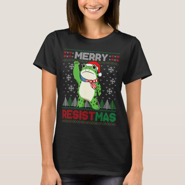 T-shirt Frog Retro Merry Resistmas Funny Litical Ugly Chri (Devant)