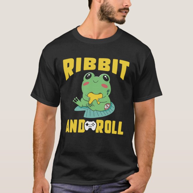 T-shirt Frog Toad  Ribbit and Roll Gamer (Devant)