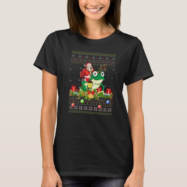 T-shirt Frog  Ugly Santa Riding Frog Christmas (Devant)