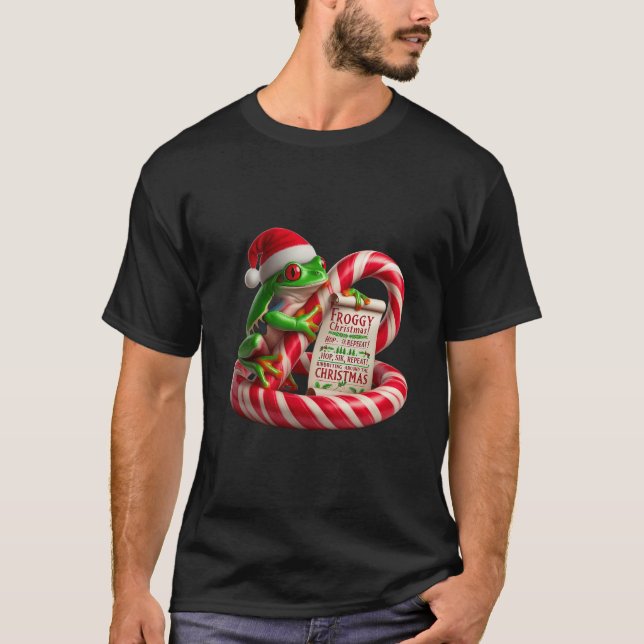 T-shirt ​FROGGY Christmas | Funny Red-Eyed Tree Frog  (Devant)