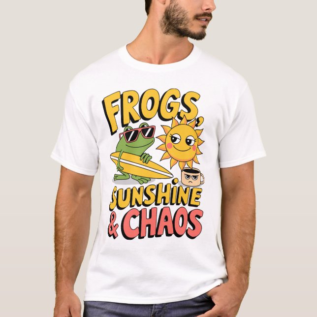 T-shirt Frogs, Sunshine & Chaos - Fun Summer Men's (Devant)