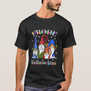 T-shirt Frohe Weihnachten Allemand Gnome Décoration de Noë