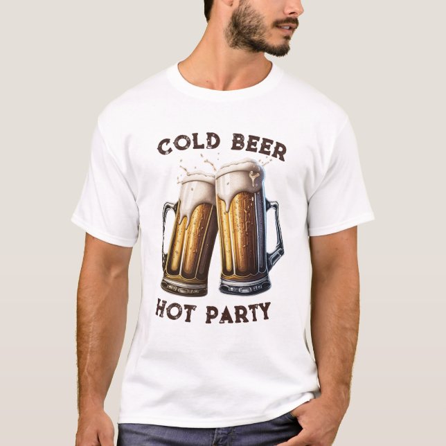 T-shirt Froid Beer Hot Party Deux pintes parfait Combo (Devant)