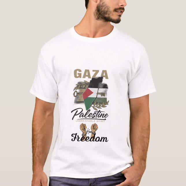T-shirt From Gaza to the world — strength lives here (Devant)