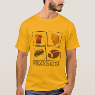 T-shirt Fromage de bière Brats Football Wisconsin Mens Gol
