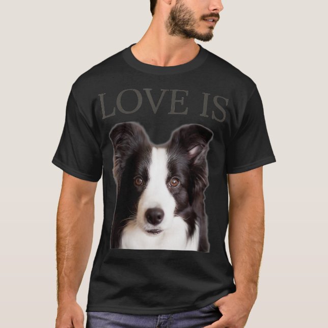 T-shirt Frontière Collie Femmes Hommes Enfants Aimer Chien (Devant)